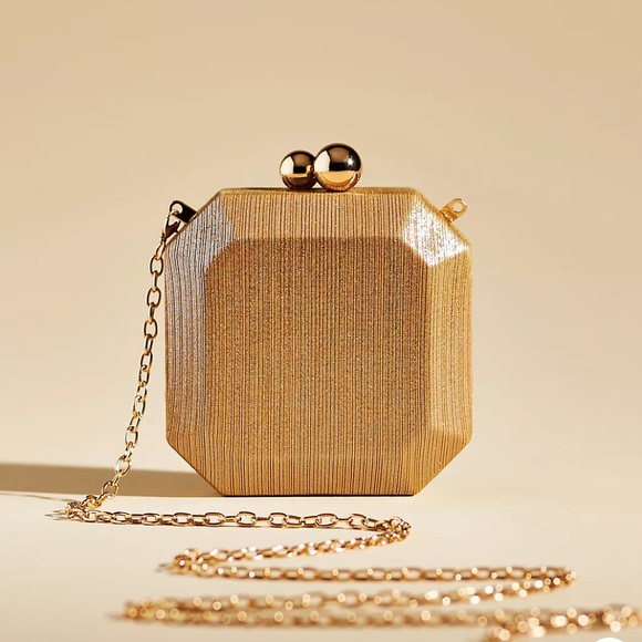 Anthropologie Handbags - Mini Metallic Hard Case Clutch